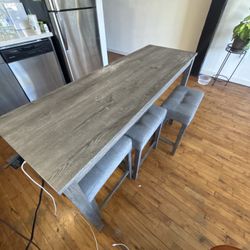 Modern Counter-Height Table + 3 Stools – Loft / Kitchen Island Set