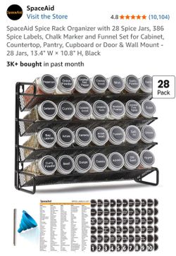 SpaceAid 28-Jar Spice Rack Organizer Set Black