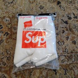 Supreme Hanes Crew Socks White