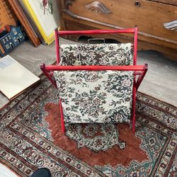 Vintage Knitting,  Crochet, and Needlework Tapestry Basket