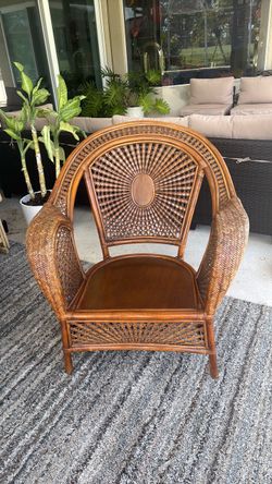Three Vintage Azteca Peacock Chair Ratan