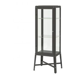 IKEA FABRIKÖR Glass-door display cabinet, dark gray, 22 1/2”x59"