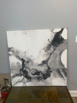 Abstract Black & White Alcohol Ink Canvas