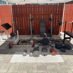 Home Gym Weight Machines And Dumbbells.