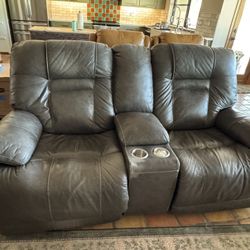 Electric Leather Reclining Loveseat