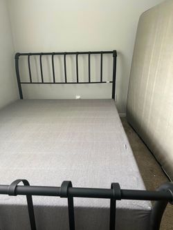 Queen steel bed frame with box spring and free mattress