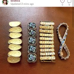 4 bracelet lot. One says cookie lee. All sold together.  #cookielee #bracelet #lot #golden 