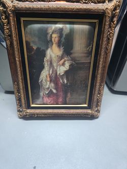Framed Classical Portrait Print Ornate Gold Frame