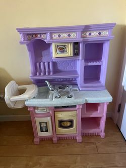 Pink and purple kitchen play set kids