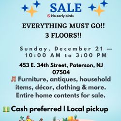 Garage/Estate Sale!!! Everything Must Go! 3 Floors!!