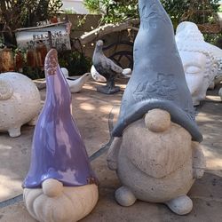 $15 Pair of Garden Gnomes. Ceramic and Polyresin. Both for $15