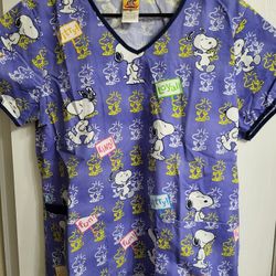 Peanuts Scrub Top Size Med