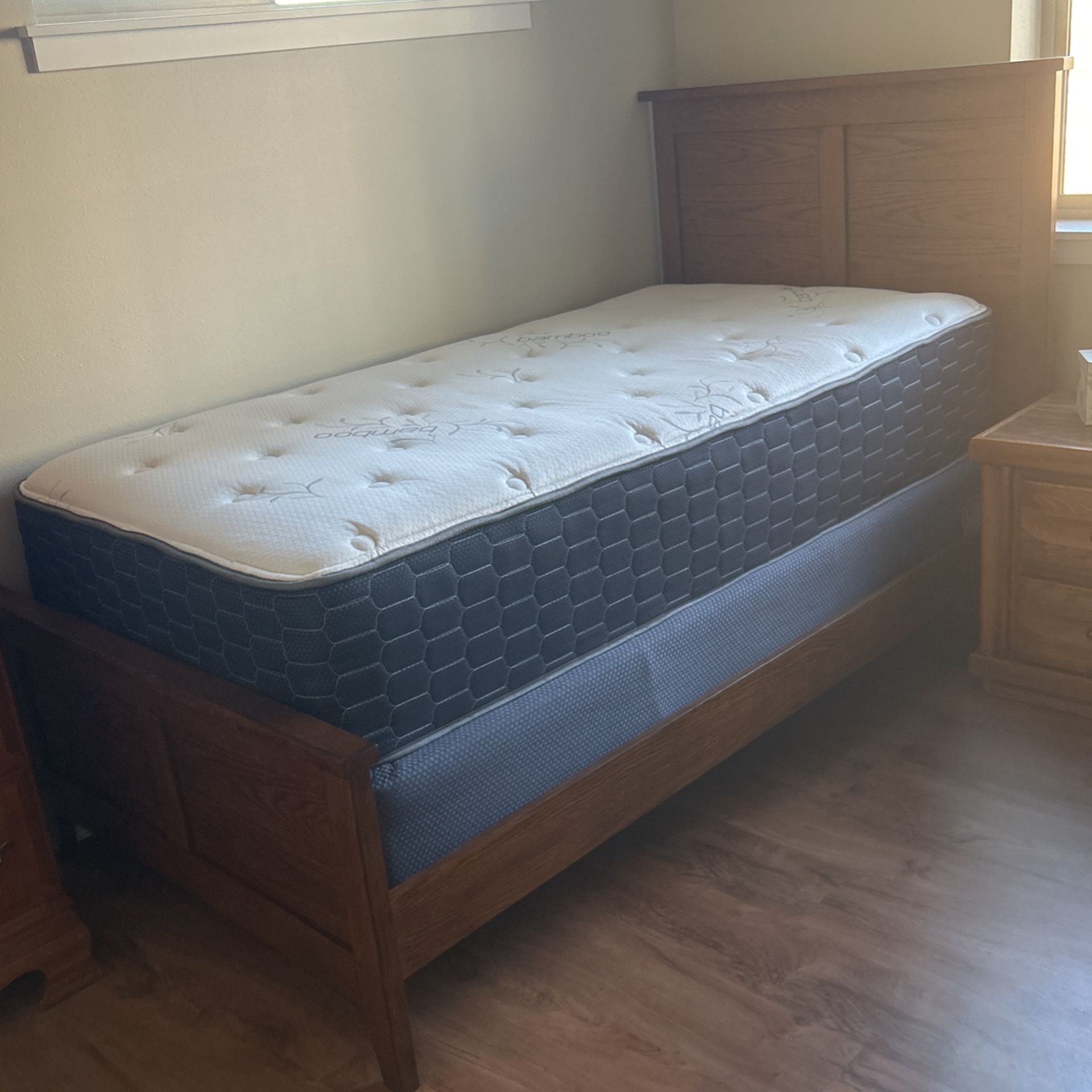 Like New Twin Bed Frame, Mattress And Box Springs