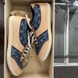 Authentic Boys Louis Vuitton Denim Monogram Shoes Size 33