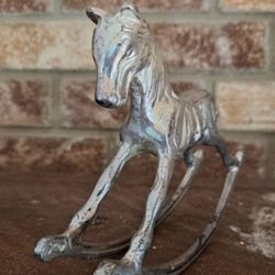 Vintage Brass 7” Rocking Horse Figurine 