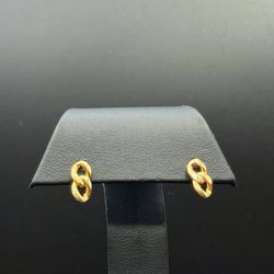 14k yellow gold chain link stud earrings