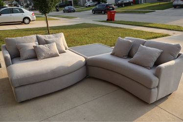 Ferris Gray 3-Piece Swivel Sectional + Oversized Ottoman/Coffee Table