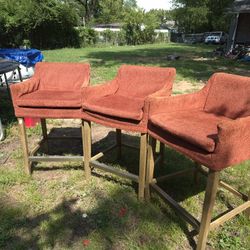 🪑 Set of 3 High Bar Chairs with Back & Armrests – Super Comfortable