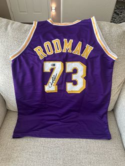LA Lakers Signed Dennis Rodman #73 Purple Basketball Speciality Jersey Certified Stitched