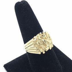Gold Ring Nugget Style 10K New 