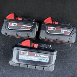 (2) M18 5.0 And (1) M18 6.0 Batteries 