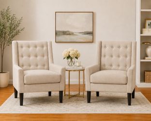 Mid Century Style Accent Chair Set Beige - BRAND NEW (2 Chairs)