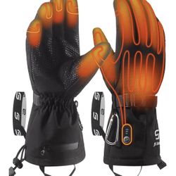 JS LifeStyle Heated Gloves, 7.4V 3000mAh Rechargeable Battery Wind Water Proof with Touch Screen (Small)