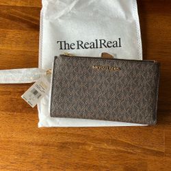 Michael Kors Jet Set Travel Double Zip Wristlet Signature Wallet