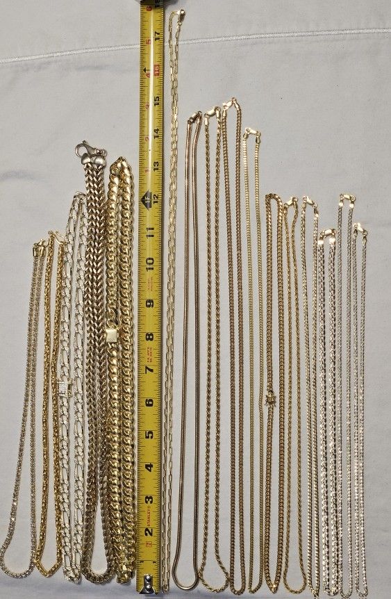 Gold Over 925 Sterling Silver Chain Necklaces And Bracelets