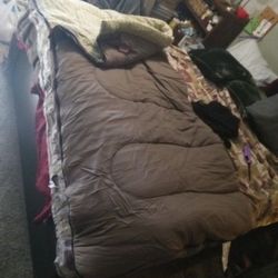 XL Coleman Sleeping Bag And Blow Up Mattress With Pump