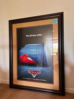 2006 Disney Pixar Cars Lightning McQueen Wall Art with Glass