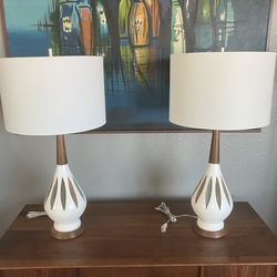 Pair of Vintage Mid Century Lamps (shades included)