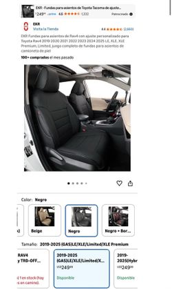 EKR Black Leather Seat Covers for Toyota Rav4 2019-2025
