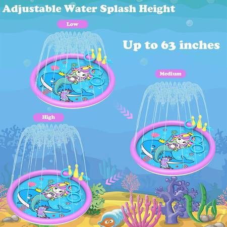 Splash Pad ,68 Inch Sprinkler Splash Pad Toys for Dogs and Kids, Inflatable Kids Sprinkler Play Mat with Funny Ring Toss Game, Summer Outdoor Water To