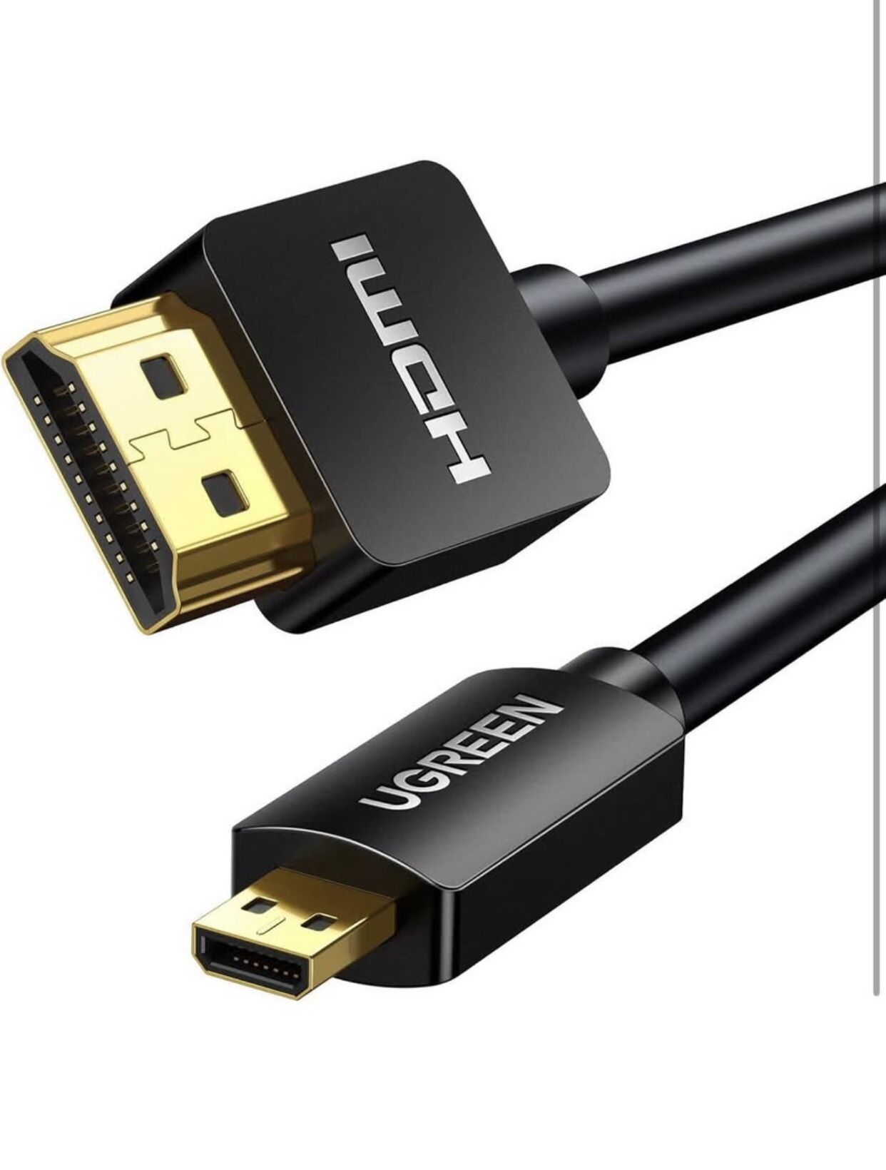 UGREEN Micro HDMI to HDMI Cable Adapter 4K 60Hz Ethernet Audio Return Channel Compatible with GoPro Hero 7/6 Raspberry Pi 5 Retroid Pocket 3+/3 Yoga 3