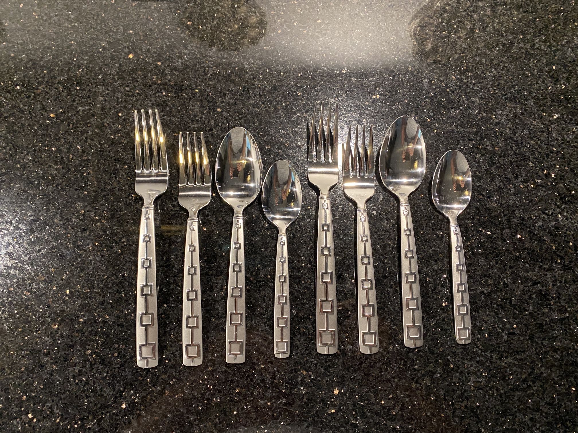 Mikasa Gourmet Basics Shadow Frost Stainless Steel Flatware 8 Pieces