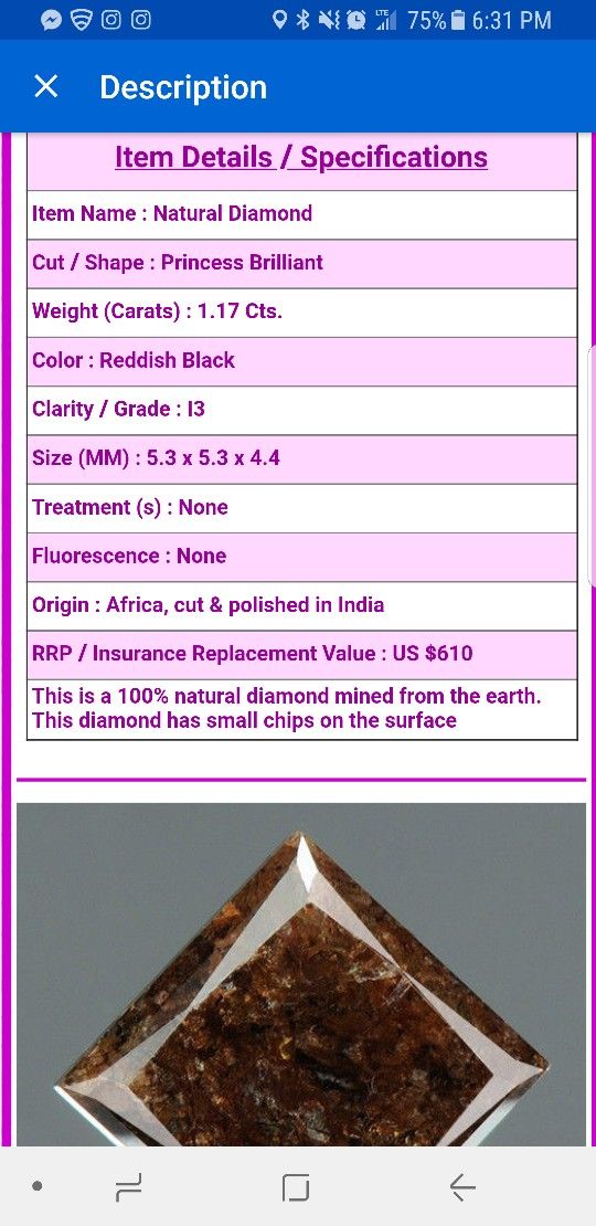 REDDISH BROWN NATURAL DIAMOND...