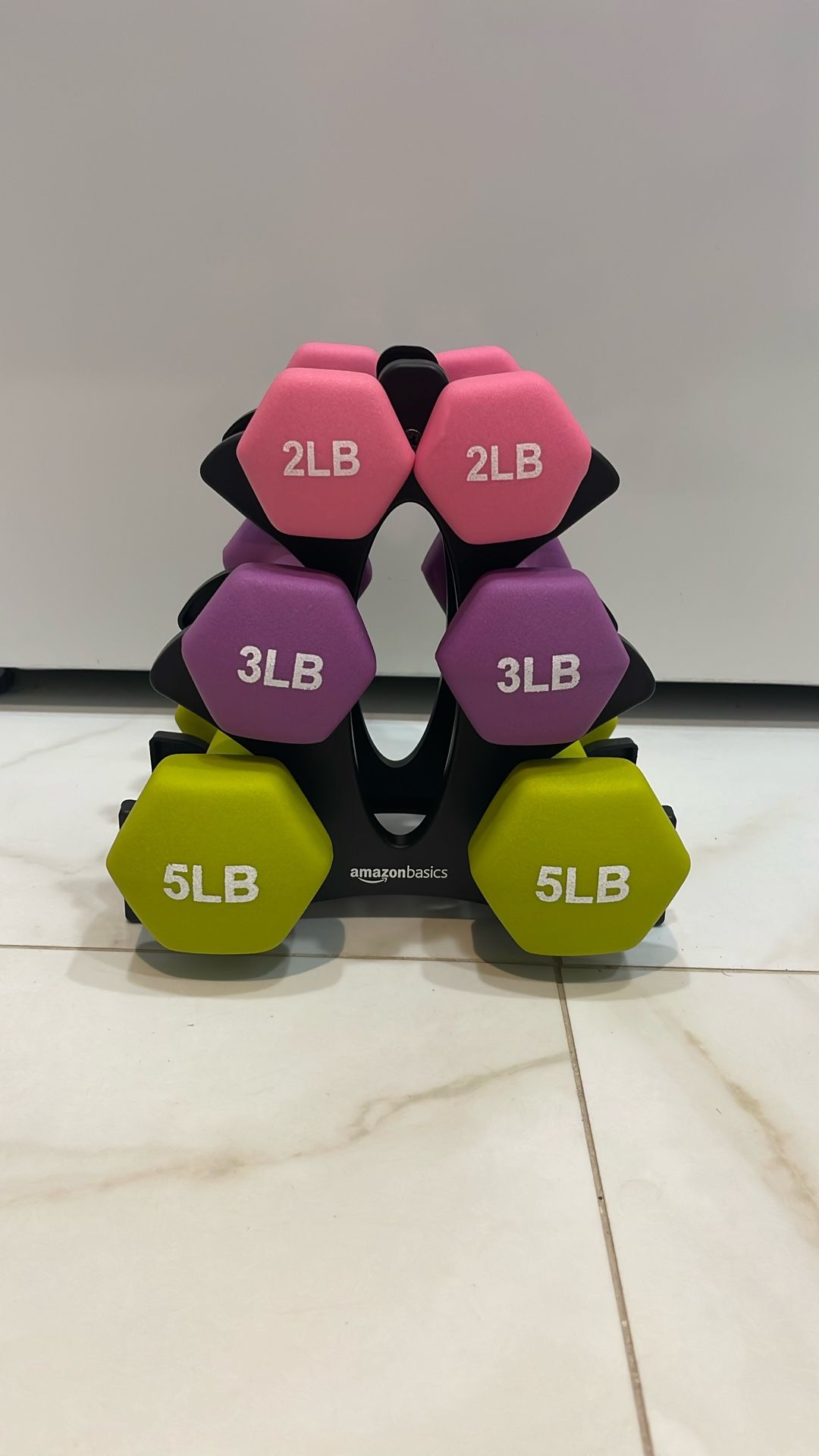 Colored Neoprene Dumbbell Set with Rack