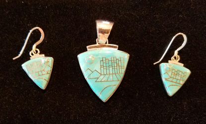Turquoise pendant & earring set