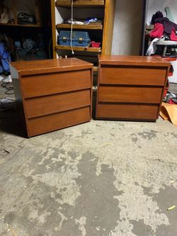 Two vintage nightstands dresser side tables mid century