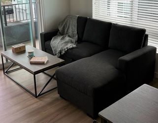 Like New Pull-Out Sleeper Sofa Bed Dark Gray