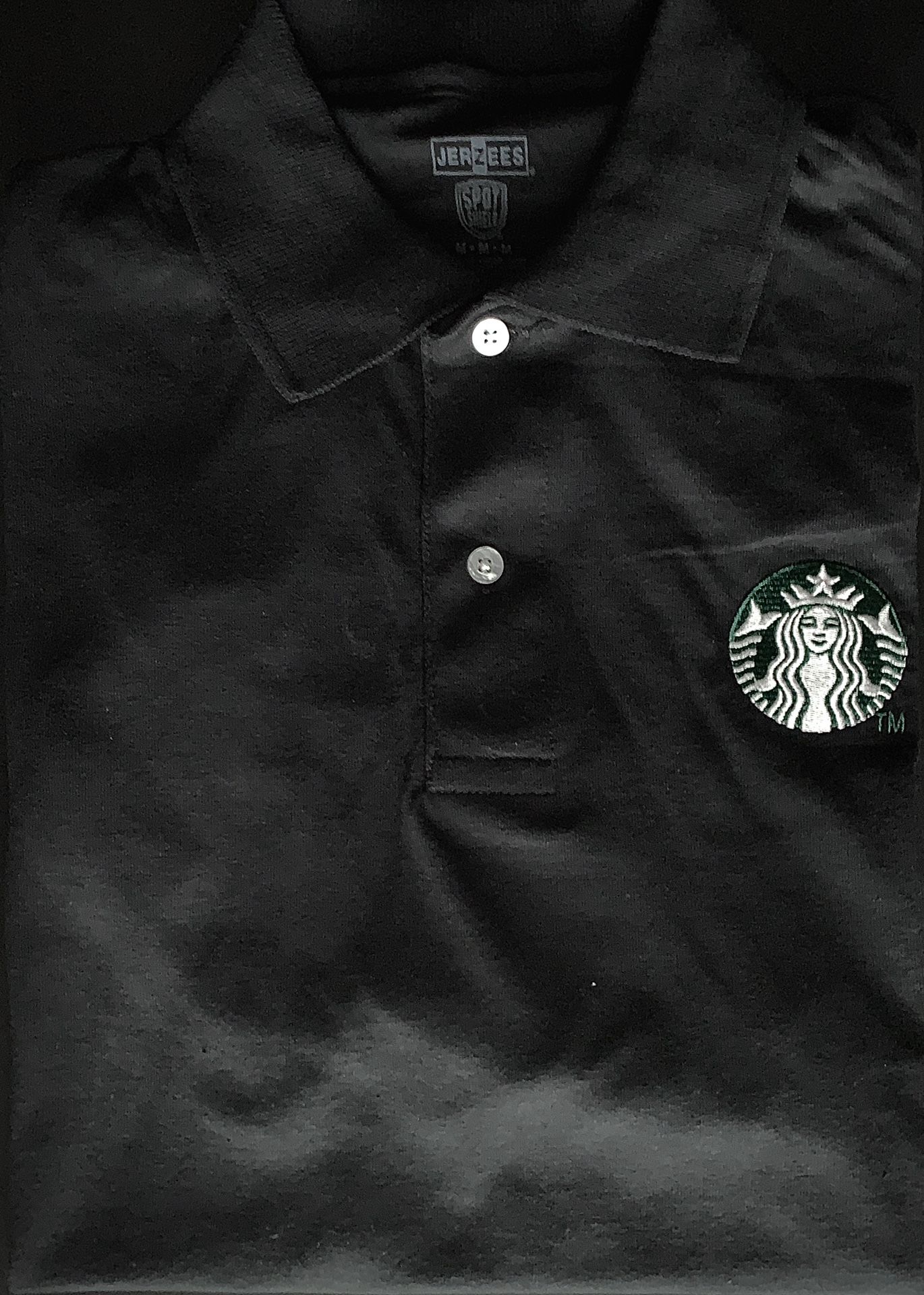 NEW Genuine Starbucks Coffee Employee/Staff Work Store Uniform Unisex Men’s/Women’s Polo Shirt Size Medium (Black/White) - BULK DISCOUNTS AVAILABLE!