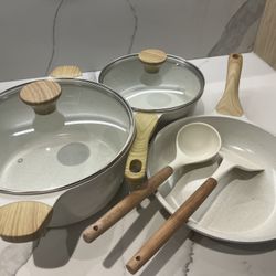Complete Ceramic Cookware Set – Pots, Pan & Utensils (Modern Design)