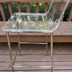 CB2 Clear Acrylic Bar Stool Chair Gold Champagne Metal Legs Lucite 