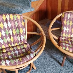 Pair Hasaba Saucer Bamboo Chairs-very Unique 