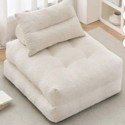 Gray Teddy Fabric Twin Size Sofa Bed