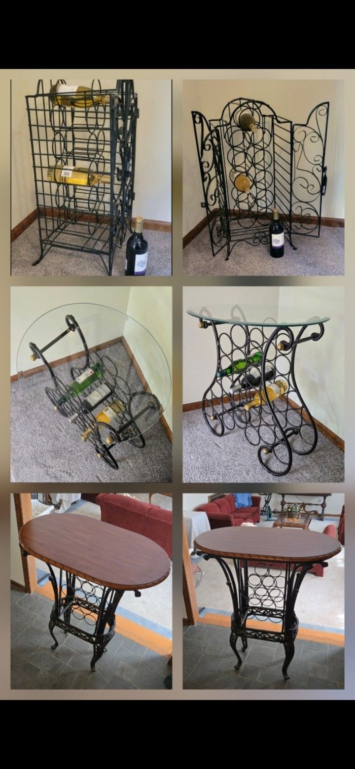 π·πΊ TALL Bar Pub Table $139, Glass Top Table w/Beverage Rack $135, Wrought Iron Wine Rack $49 Holmdel nj