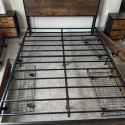 Queen Bed Frame and 2 End Tables 