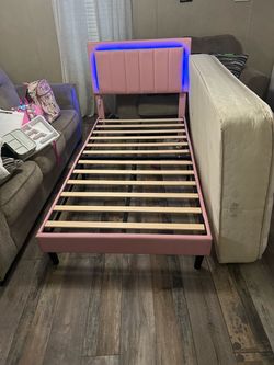 Twin light up bed frame with mattress