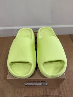 Authentic Adidas Yeezy Slide in Glow Green (GX6138), men’s size 11.